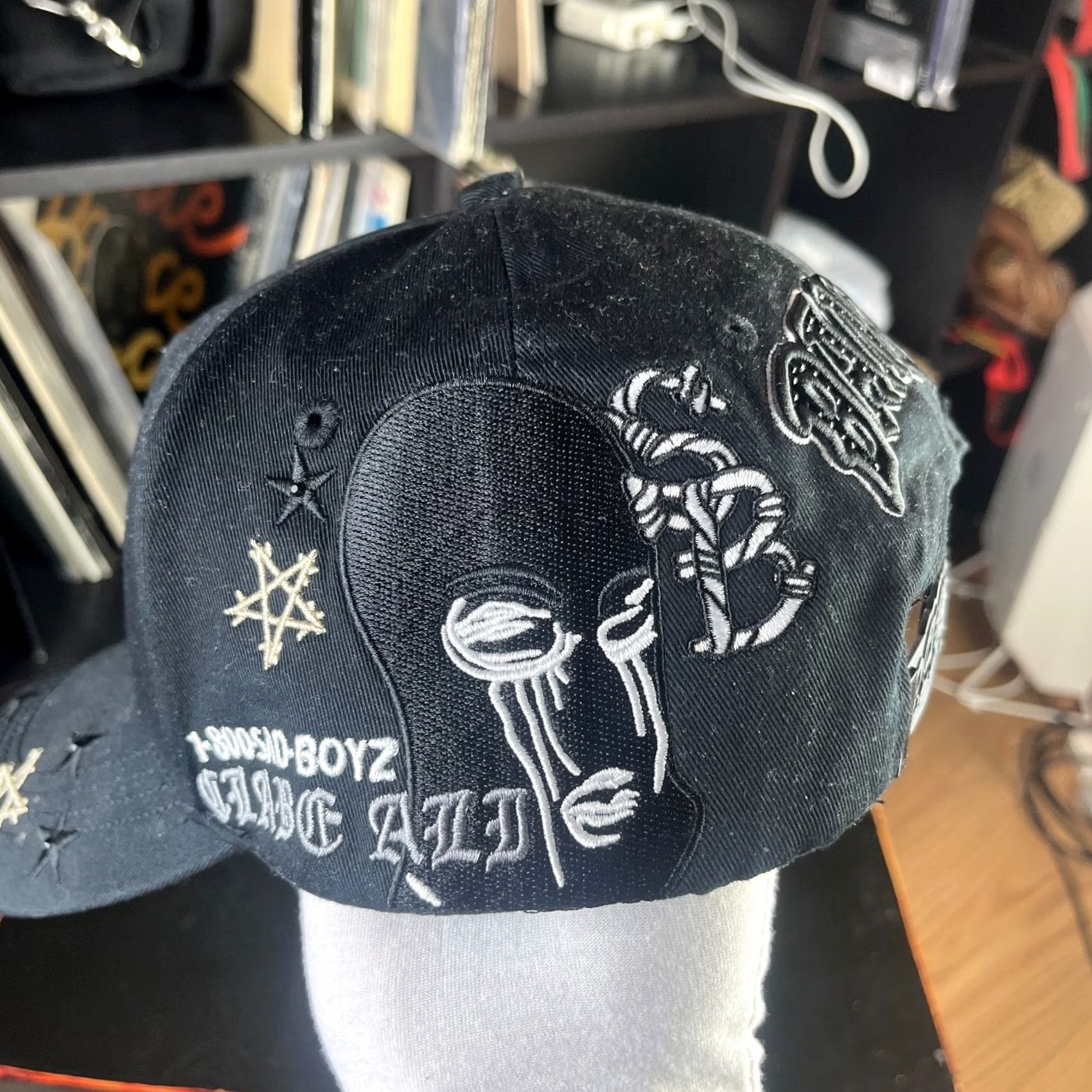 Vintage dandy hats Junior H Sad Boyz Snapback Hat Black OS Snapback Hat Boys Mens Size ONE SIZE - 3 Thumbnail