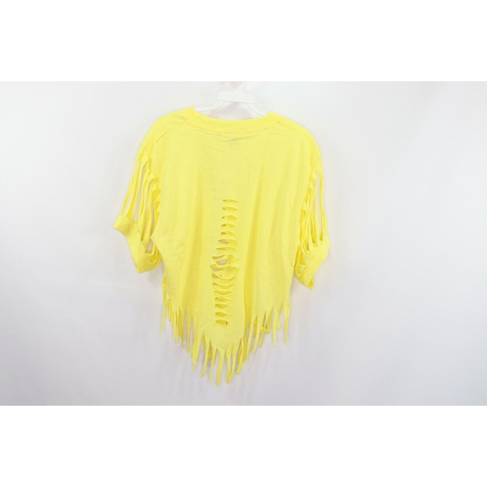 Vintage NOS Vintage 90s Streetwear Cut Fringed Crop Top T-Shirt Size US L / EU 52-54 / 3 - 8 Thumbnail