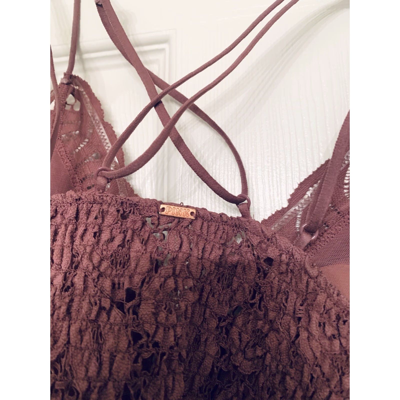 Victoria's Secret Victoria's Secret PINK Bralette Lilac Lace Crochet Strappy Spaghetti Strap Size ONE SIZE - 3 Thumbnail