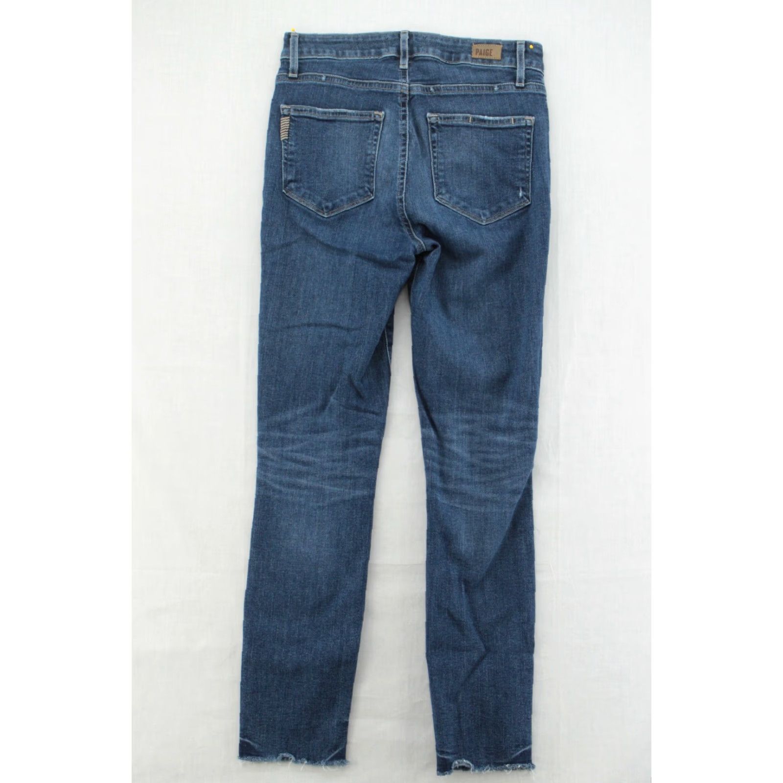 Paige Paige Hoxton Ankle Peg Jeans Mid Rise Skinny Med Wash Womens 26 Raw Hem Stretch Size 26" / US 2 / IT 38 - 4 Thumbnail