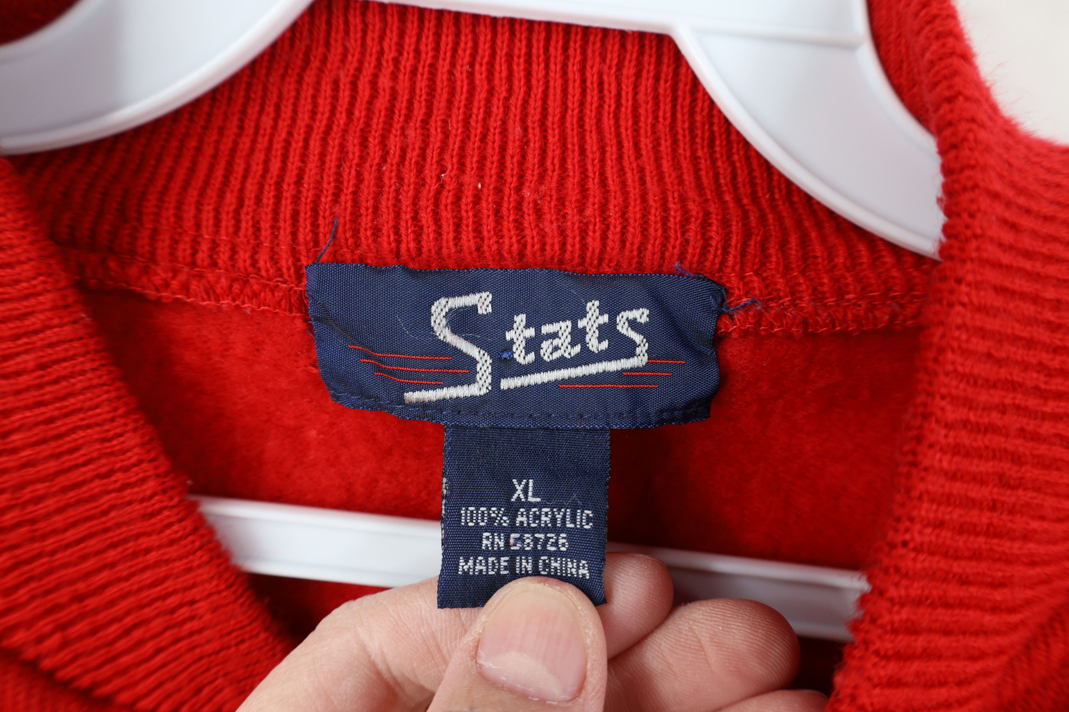 Vintage Vintage 70s Streetwear Knit Henley Sweater Red Acrylic Size US XL / EU 56 / 4 - 6 Thumbnail