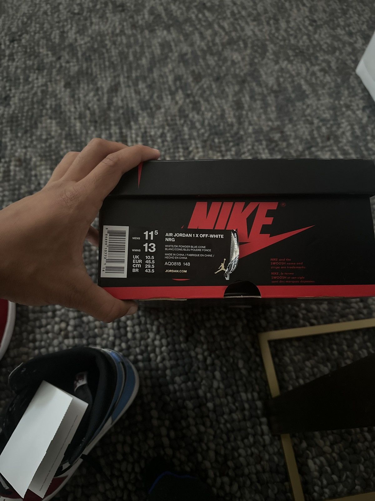 Nike × Off-White Off White Air Jordan 1 UNC Size US 11.5 / EU 44-45 - 7 Thumbnail