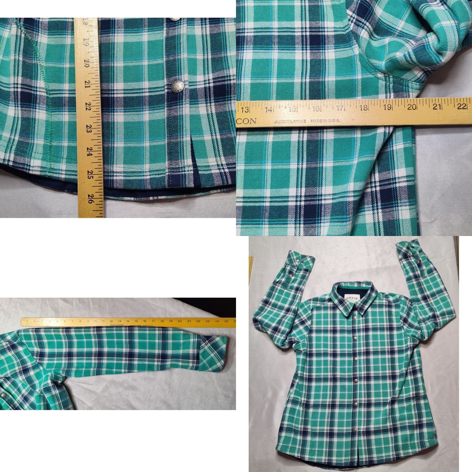 Orvis VINTAGE ORVIS SHACKET Women's Medium Green Plaid Fleece Lined Snap Button Shirt Size M / US 6-8 / IT 42-44 - 8 Thumbnail