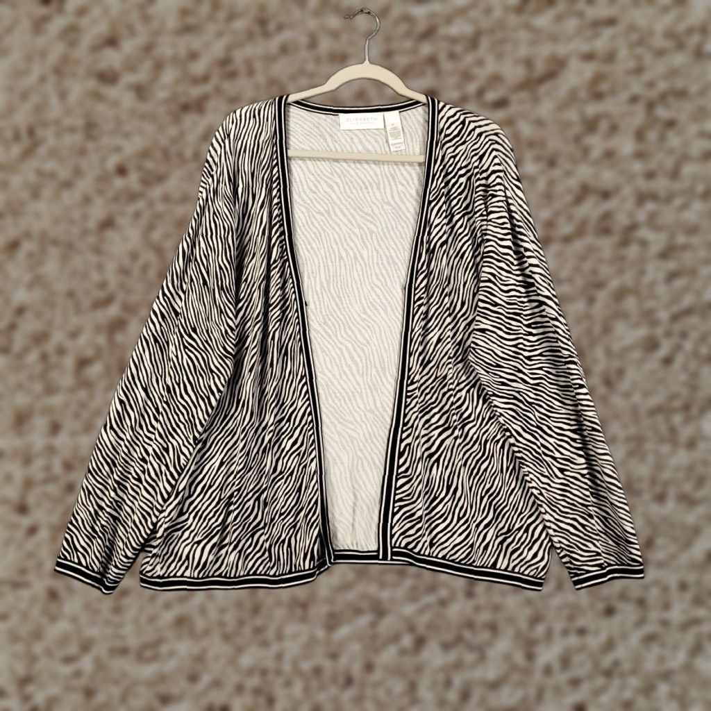 Liz Claiborne Womens Cardigan 2X Zebra Animal Print Button Closure Knit V-Neck Long Sleeve Liz Claiborne Size XXL / US 16-18 / IT 52-54 - 1 Thumbnail