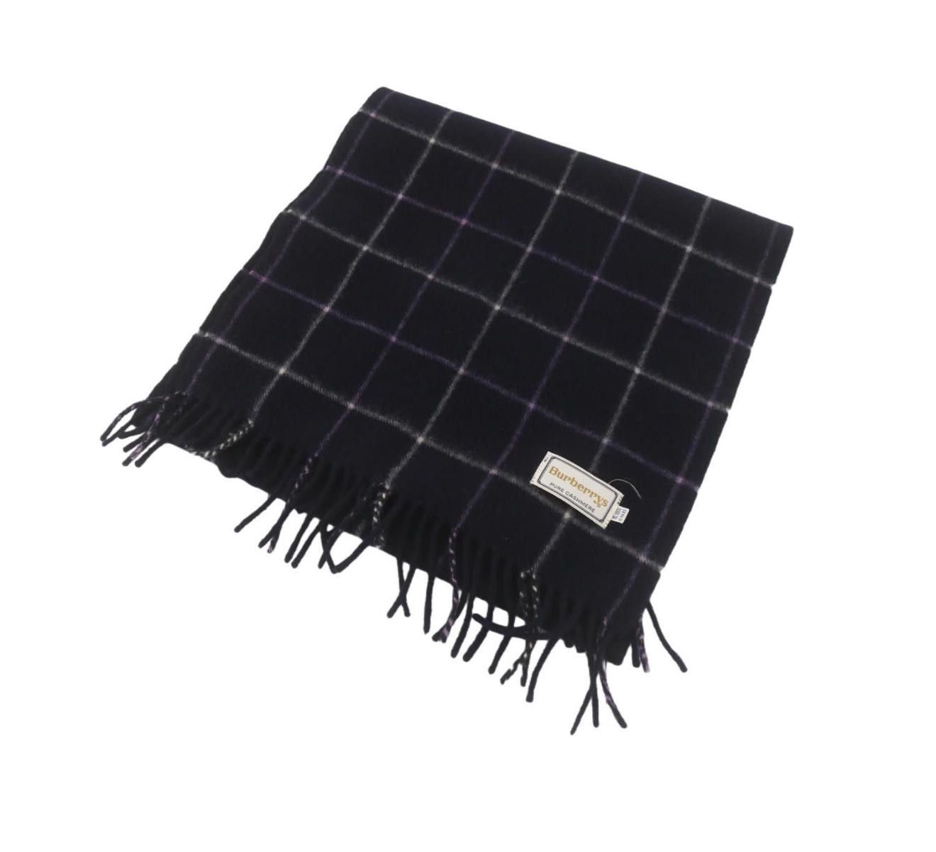 Burberrys Navy/Purple Cashmere Scarf – Vintage Pre-1999