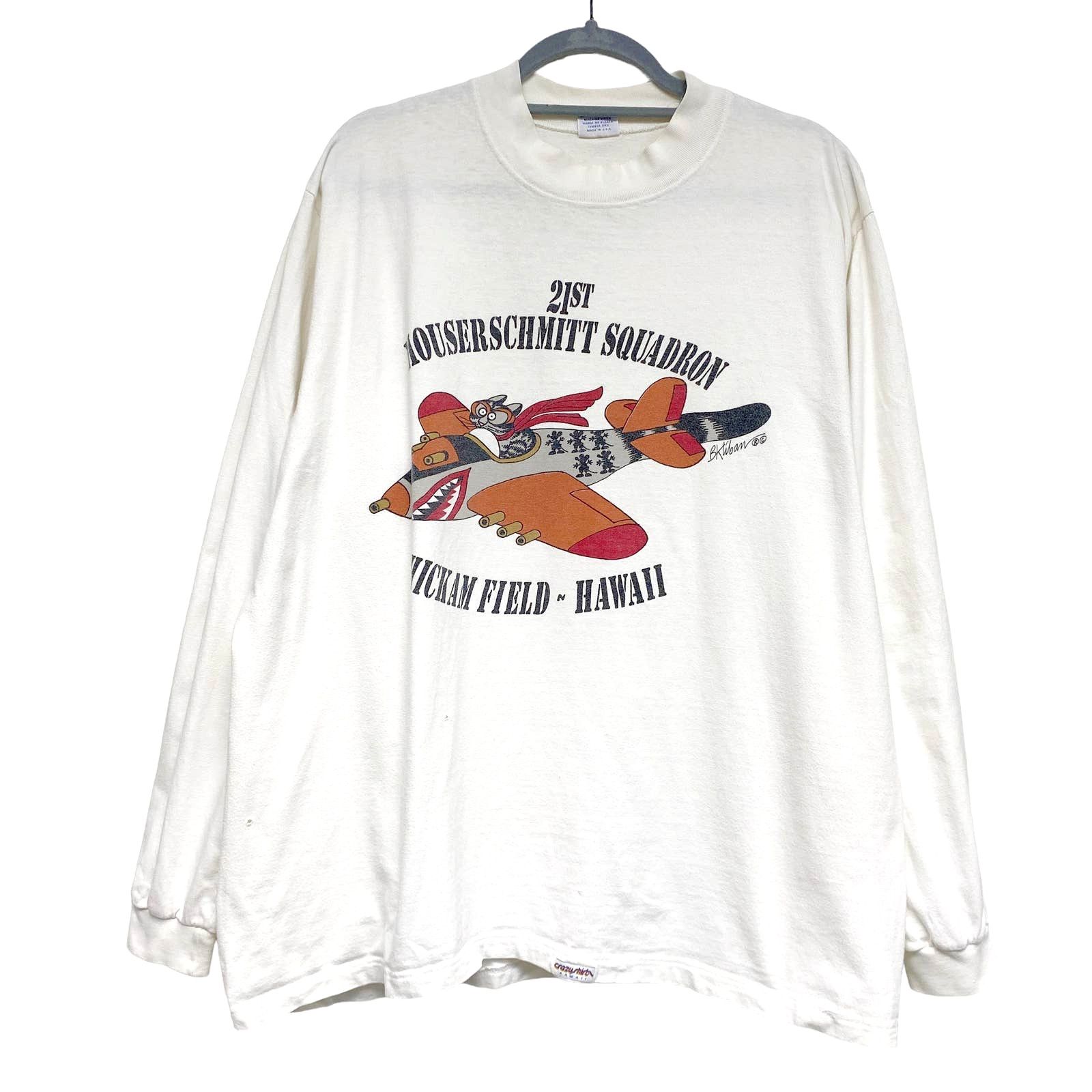 image of Vintage Crazy Shirt Hawaii B Kliban Flying Cat T Shirt in White, Men's (Size XL)