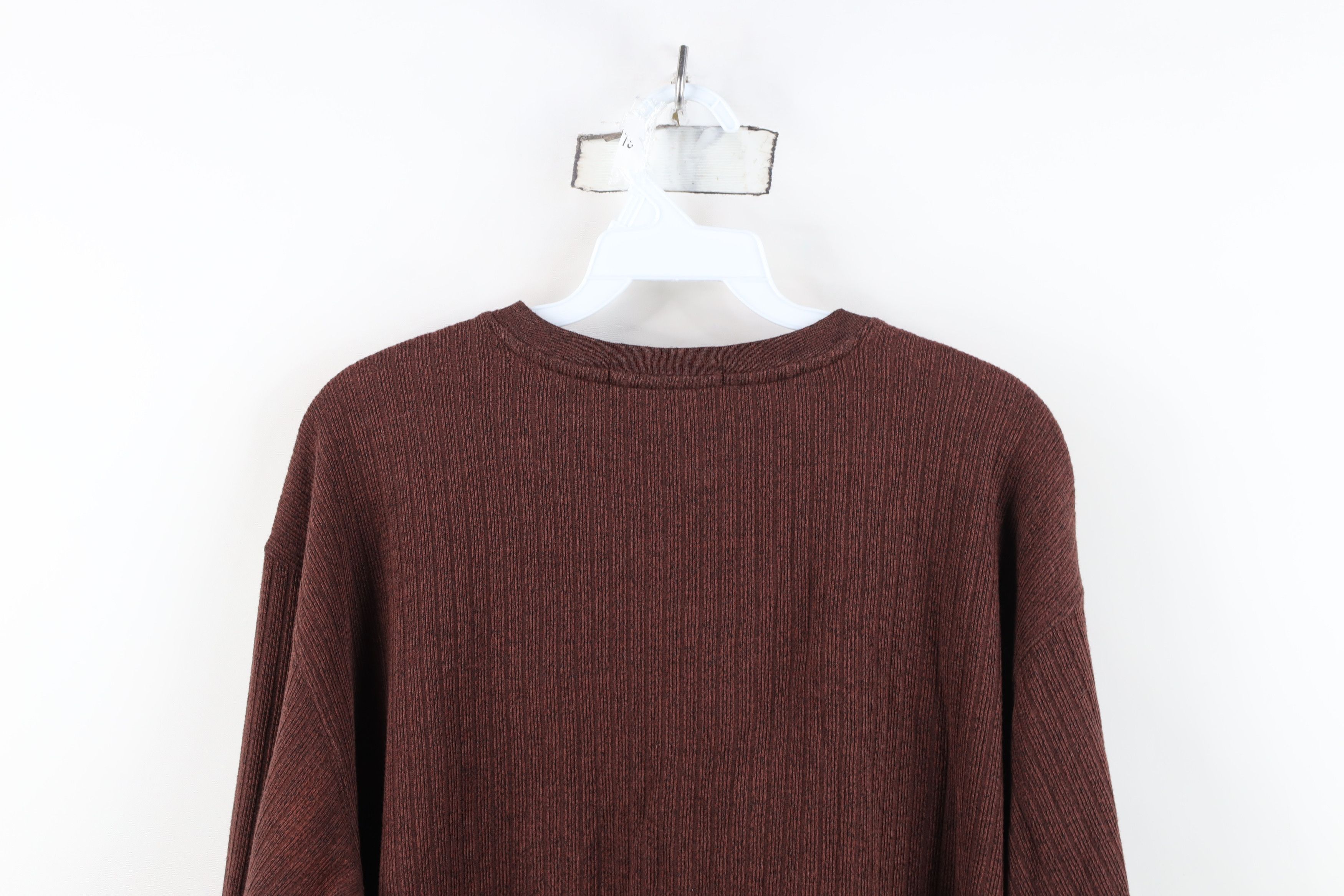 Vintage Vintage 90s Streetwear Blank Ribbed Knit Long Sleeve T-Shirt Size US L / EU 52-54 / 3 - 9 Thumbnail