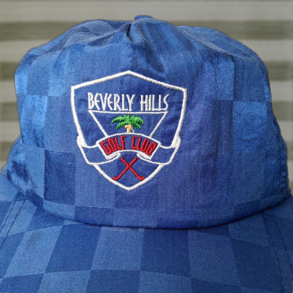 Vintage VINTAGE Beverly Hills Golf Club Cap Hat Blue Checkered One Size Men Adjustable Distressed Embroidered Strap Back 1990s California Size ONE SIZE - 1 Thumbnail