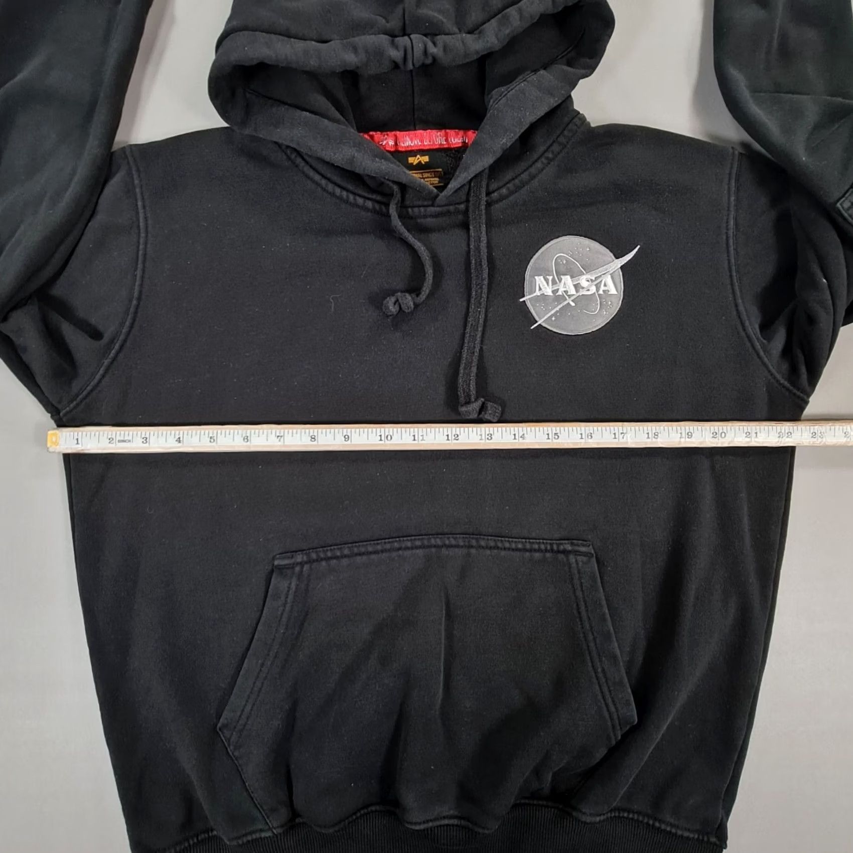 Jordan Brand Alpha Industries Mens Hoodie Black Small Nasa Space Shuttle USA Flag Logo Fleece Size US S / EU 44-46 / 1 - 7 Thumbnail