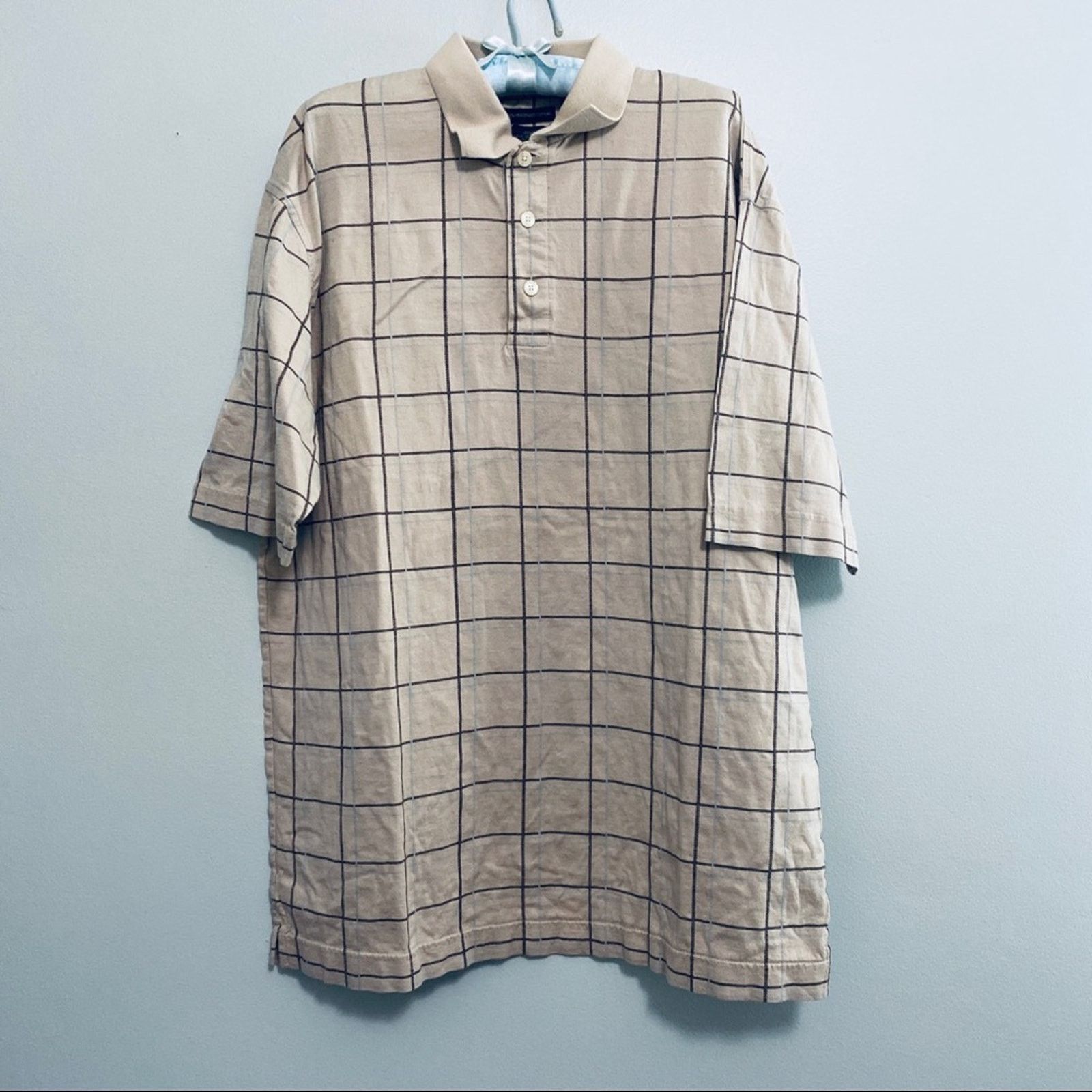 Dockers Docker's tan window pane plaid polo Size US L / EU 52-54 / 3 - 3 Thumbnail