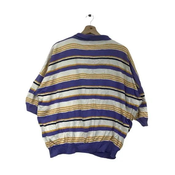 United Colors Of Benetton Vtg UNITED COLORS BENETTON Striped Henley Sweatshirt Sweater Size XL / US 12-14 / IT 48-50 - 2 Thumbnail