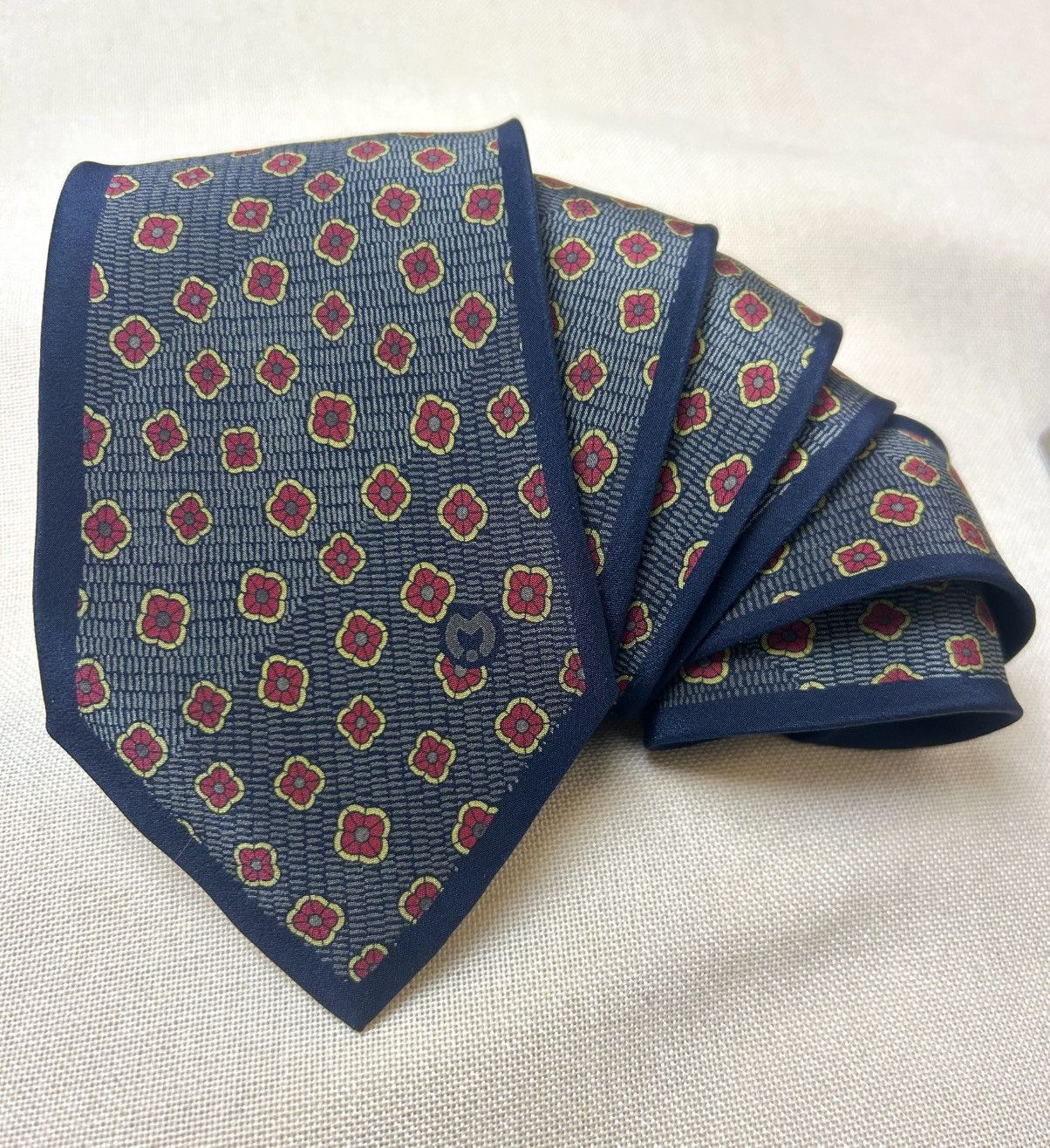 Mila Schon Mila Schon blue navt floral Silk Mens Tie Size ONE SIZE - 2 Thumbnail
