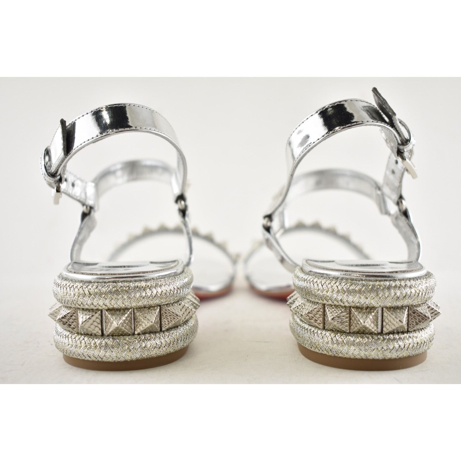 Christian Louboutin Christian Louboutin Pyrasand 30 Silver Block Heel Sandal 38 Size US 8 / IT 38 - 15 Thumbnail