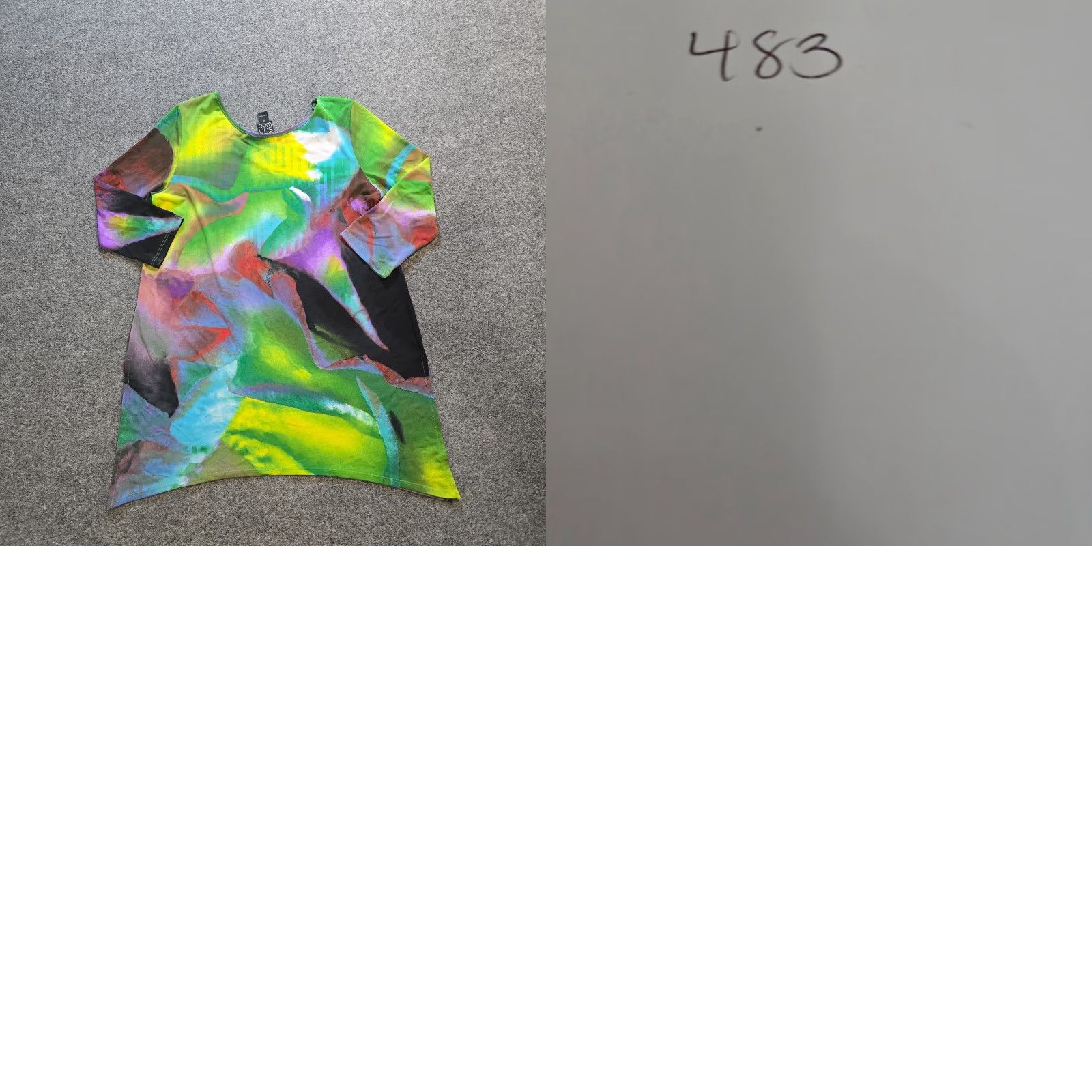 Vintage Clara Sun Woo Top Women Medium Green Stretch Tunic V Neck Abstract Art Casual Shirt Blouse Knit Geometric 3/4 Sleeve Pullover Size M / US 6-8 / IT 42-44 - 8 Thumbnail