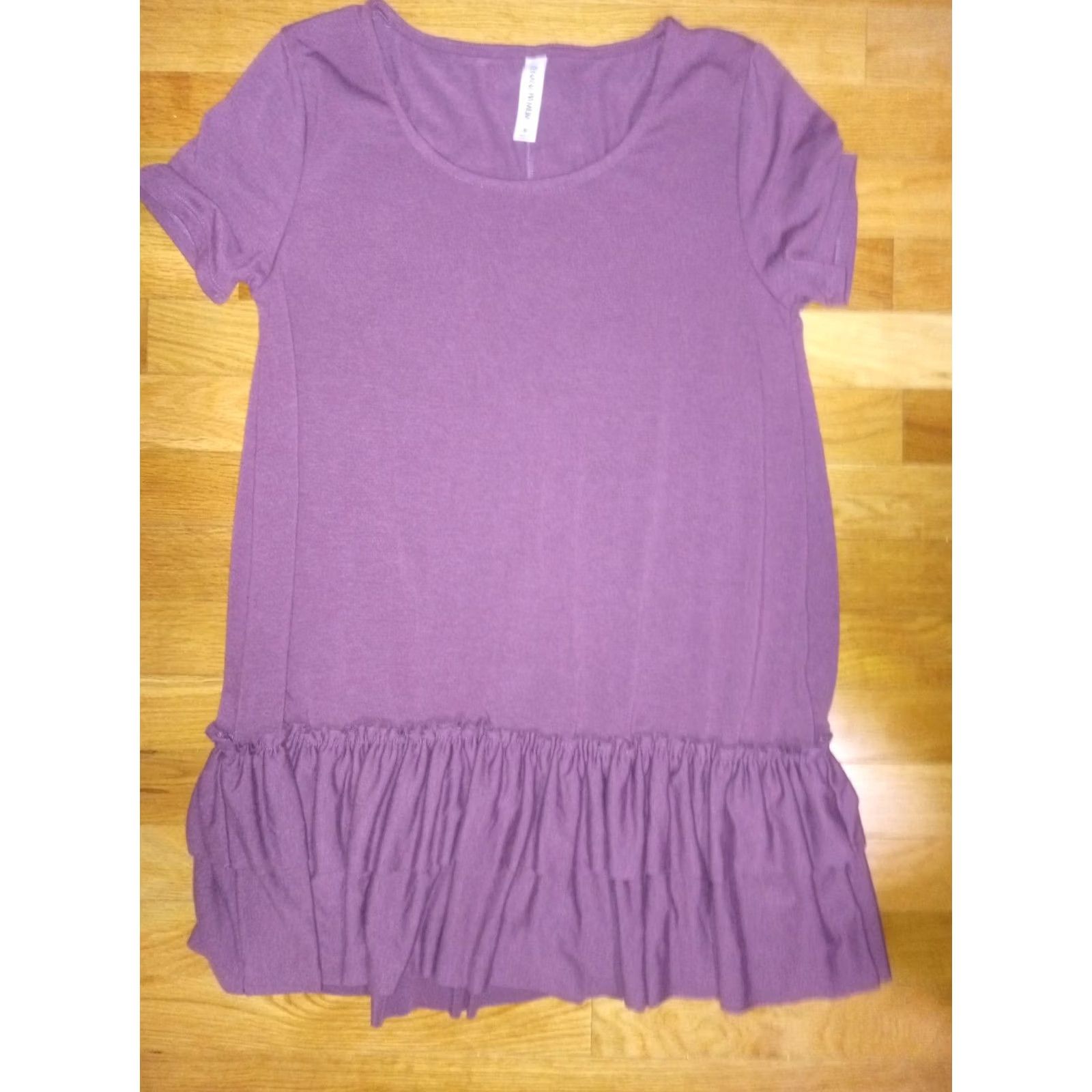 Vintage Zenana Premium Womens Tunic Style Pull Over Blouse Purple MED Short Sleeve Crew Neck Casual Sleeve Size M / US 6-8 / IT 42-44 - 6 Thumbnail