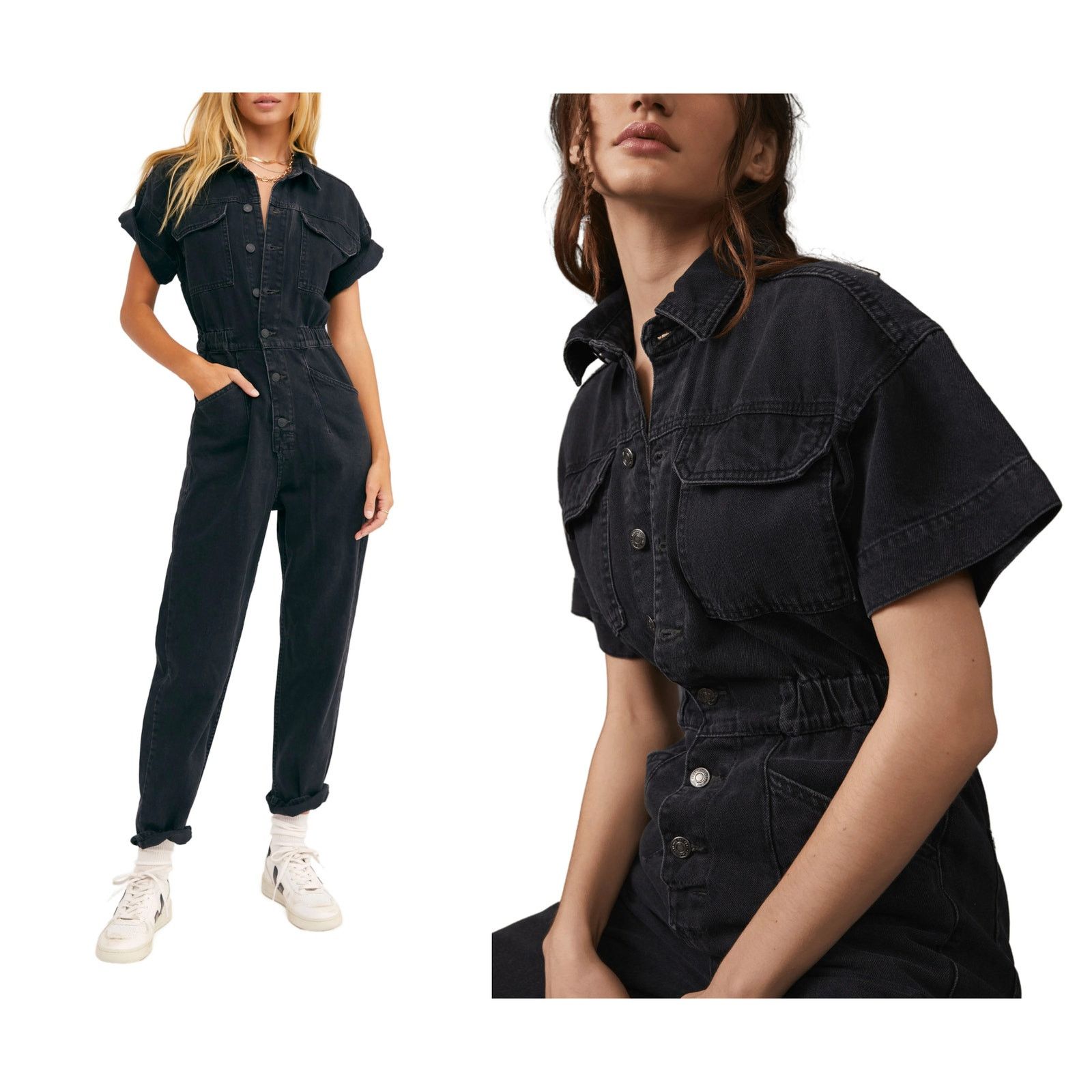 Free People Free People We the Free Marci Denim Jumpsuit Size XS Size 28" / US 6 / IT 42 - 1 Thumbnail