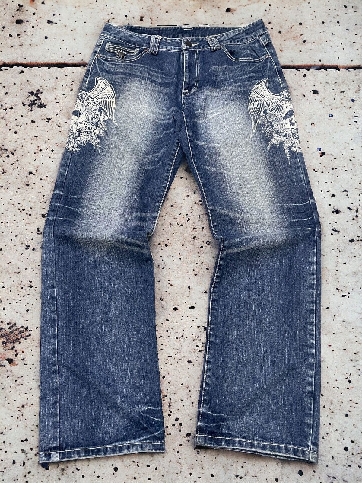 Hysteric Glamour × Japanese Brand × Red Monkey undercover gothic wing skull style baggy loose jeans Size US 34 / EU 50 - 1 Thumbnail
