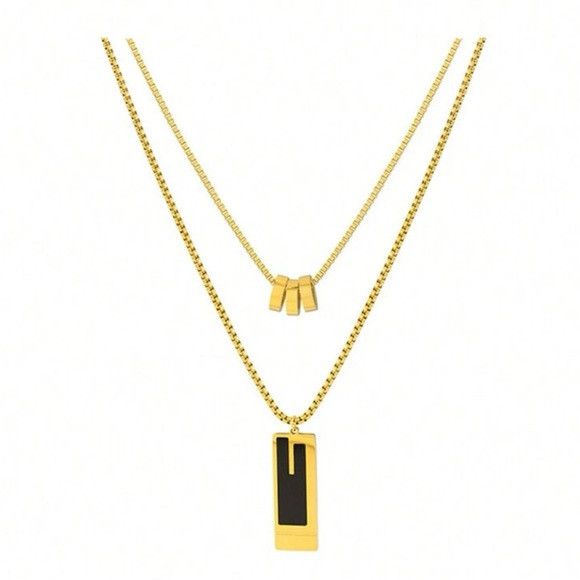 Other 1pc Double-layer Stainless Steel High-end Necklace Size ONE SIZE - 1 Thumbnail