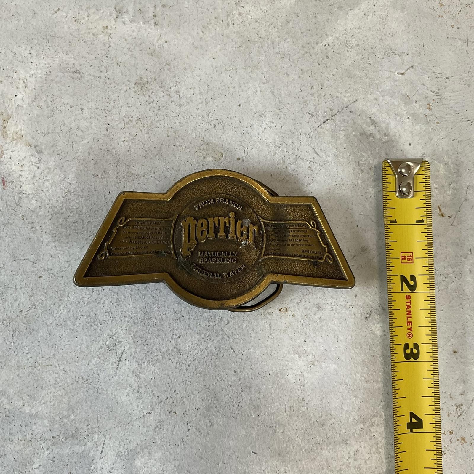 Vintage VTG 70's Perrier sparkling water brass branded belt buckle Size ONE SIZE - 2 Thumbnail