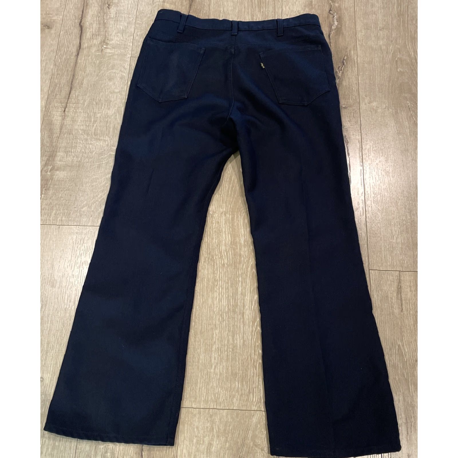 Levi's Vtg 90s Levis Polyester Pants Mens 34x29 Navy Bootcut Black Label Size US 34 / EU 50 - 2 Thumbnail