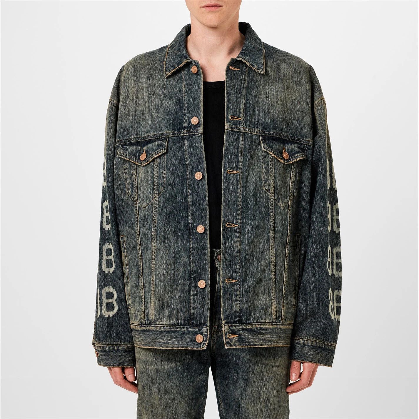 Balenciaga o1g2r1mq0226 Crypto Cotton Oversized Fit Denim Jacket Blue Size US L / EU 52-54 / 3 - 3 Thumbnail