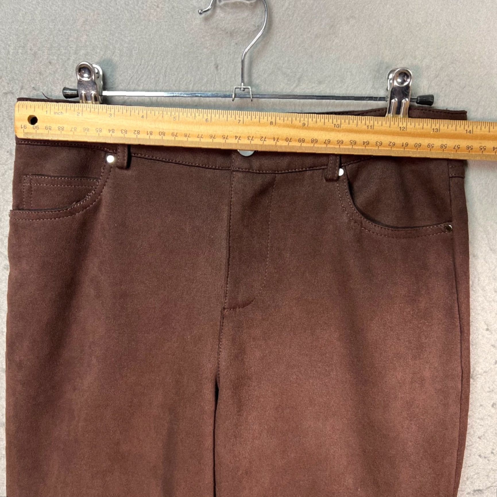Zara Zara Woman Size 4 Brown Faux Suede Flare Pants Pants Women Brown Flared 27 in Inseam 33 in Polyester, Faux Suede Vintage No Size 27" / US 4 / IT 40 - 4 Thumbnail