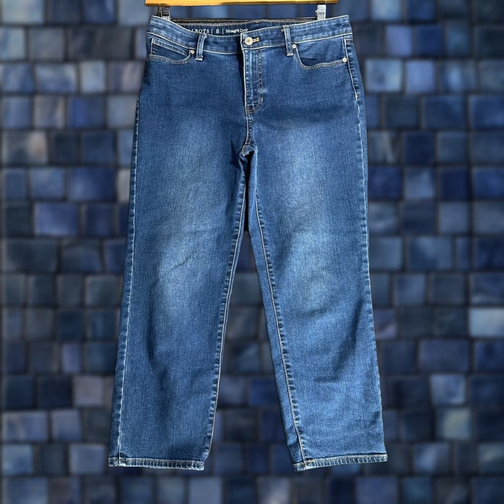 Talbots Talbots Jeans Womens 8 Straight Crop Cotton Stretch Pockets Medium Wash Blue Regular 5-Pocket Denim Straight Crop Mens Womens Boys Girls Size 30" / US 8 / IT 44 - 1 Thumbnail