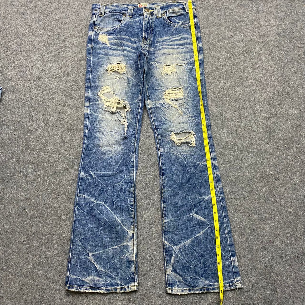 If Six Was Nine 💥Flare💥Vintage Ozz First Pikball Distressed Denim Size US 32 / EU 48 - 4 Thumbnail