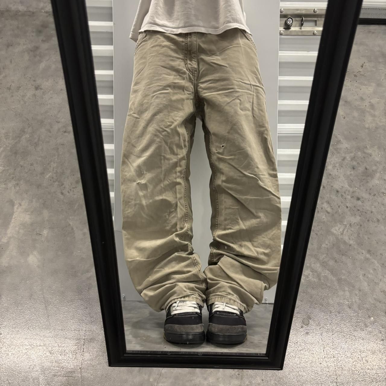 Japanese Brand × Vintage Crazy Vintage Y2K/2000s Faded Khaki Streetwear Skater Workwear Carpenter Pants! Size US 36 / EU 52 - 1 Thumbnail