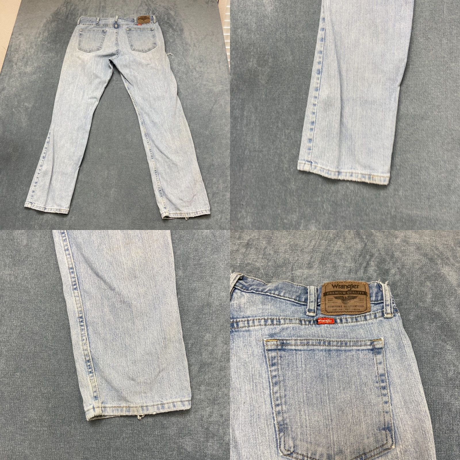 Wrangler Wrangler Jeans Mens 36x32 Blue Denim Cotton Distressed Light Wash Regular Fit Jeans Size US 36 / EU 52 - 9 Thumbnail