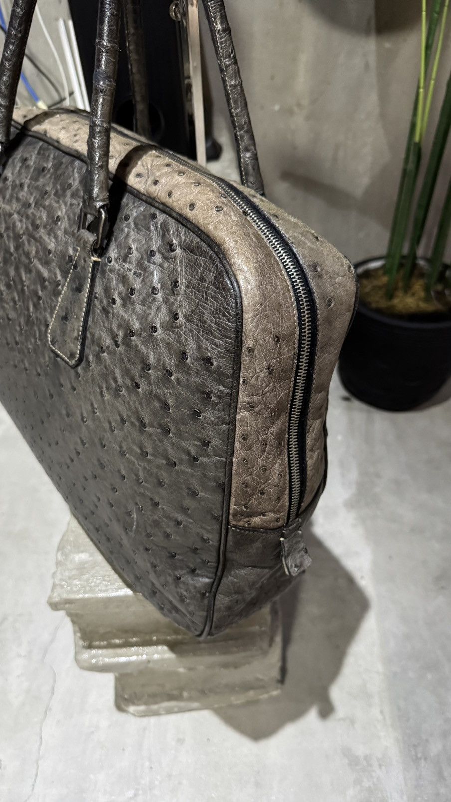 Prada Prada ostrich Briefsace Leather Bag Size ONE SIZE - 7 Thumbnail
