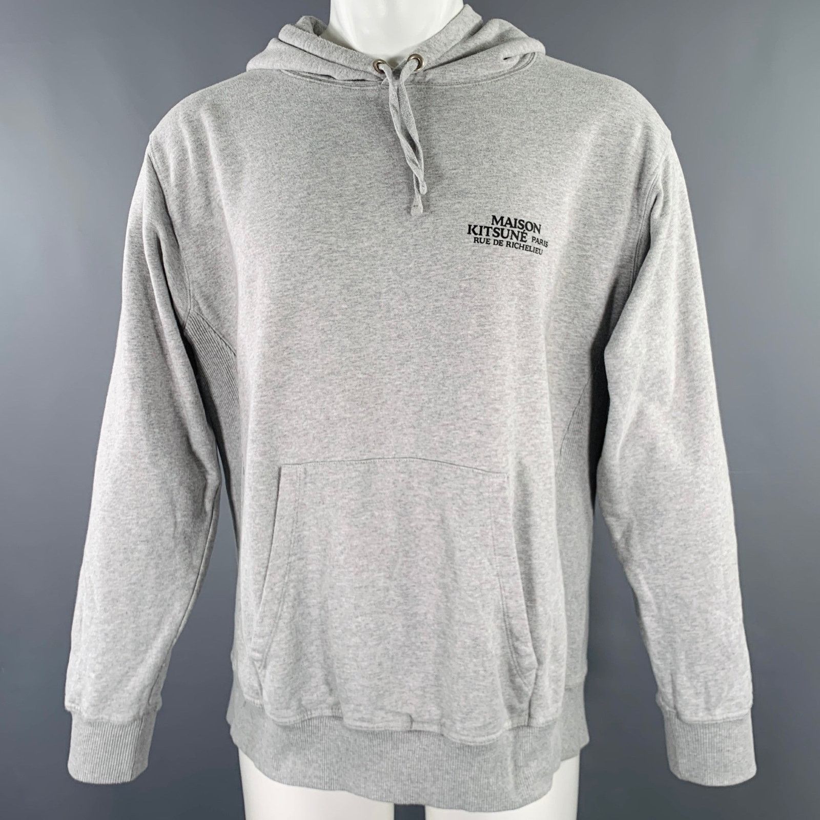 Maison Kitsune MAISON KITSUNE M Heather Grey Black Cotton Hooded Sweatshirt Size US M / EU 48-50 / 2 - 1 Thumbnail