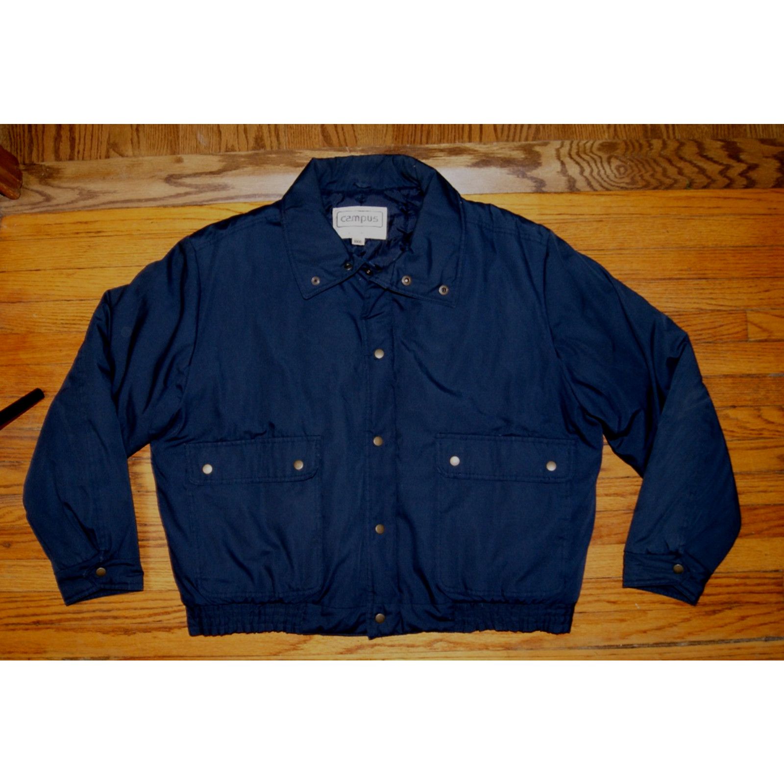Vintage VTG Campus Insulated Navy Blue Full-Zip Puffer Jacket Men 2X Size US XXL / EU 58 / 5 - 1 Thumbnail