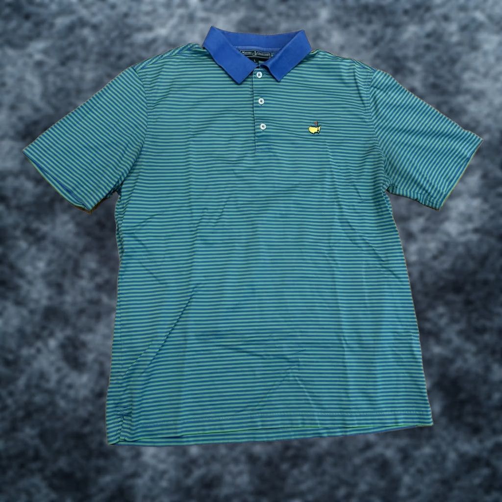 Vintage Masters Augusta National Golf Club Collection Polo Shirt Mens Large Green Blue Stripe Size US L / EU 52-54 / 3 - 1 Thumbnail