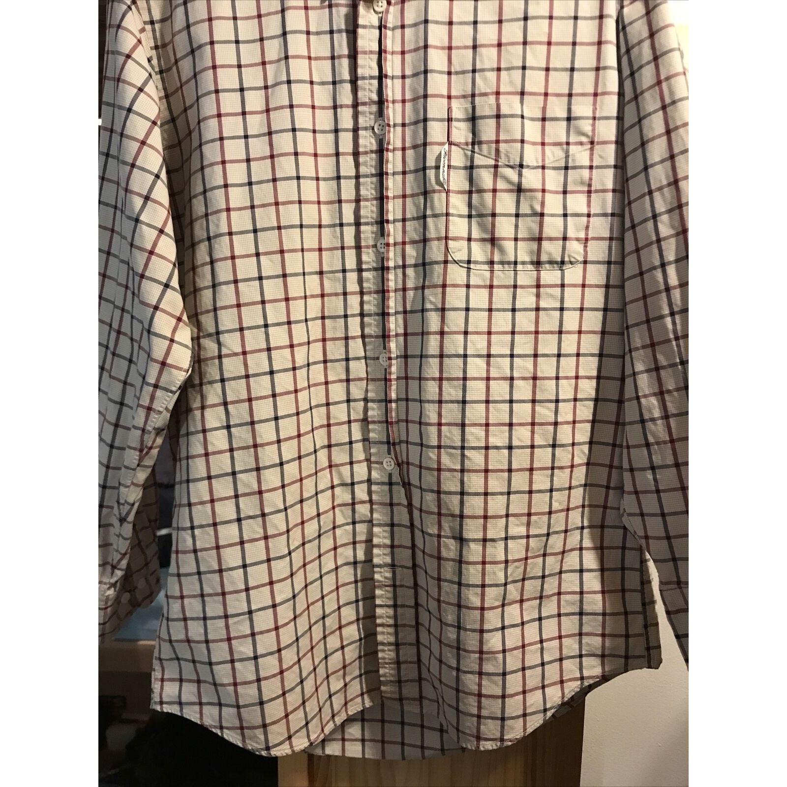 Faconnable Façonnable Men’s 14.5 Beige Red Blue Check LS Cotton Shirt Size US M / EU 48-50 / 2 - 8 Thumbnail