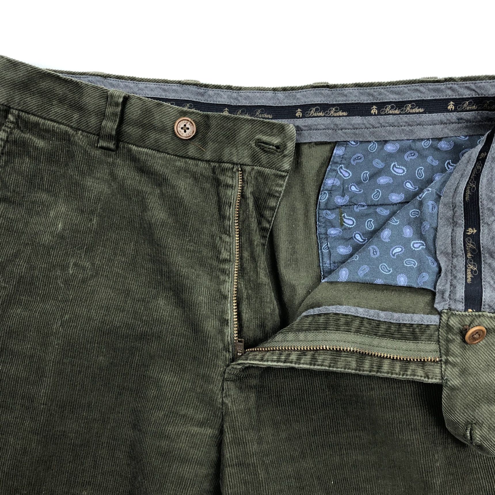 Brooks Brothers Brooks Brothers Clark Men's Green Corduroy Flat Front Pants W34 L32 Stretch Size US 34 / EU 50 - 2 Thumbnail
