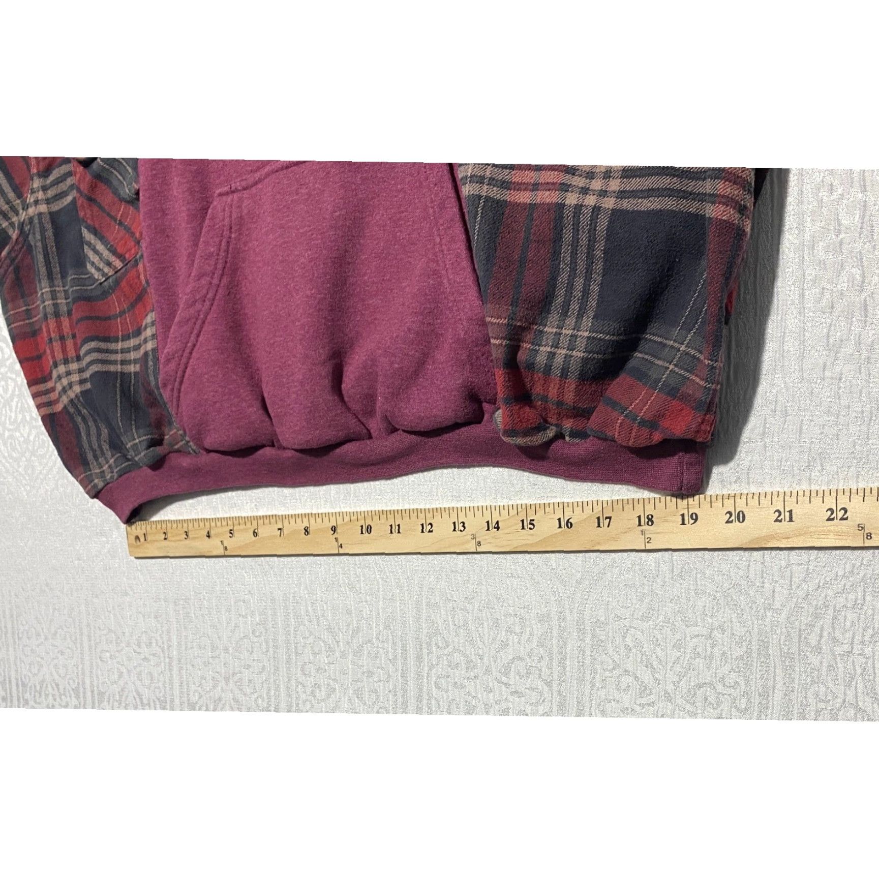 Fruit Of The Loom VINTAGE Nike Patch Reworked Cropped Hoodie Plaid Flannel Hybrid Grey Red S Hip Women? Size S / US 4 / IT 40 - 7 Thumbnail
