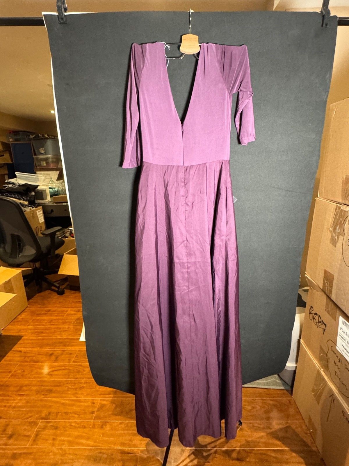 Other Alfred Sung 3/4 Sleeve Full Skirt Dress Size 2 Aubergine Size XS / US 0-2 / IT 36-38 - 3 Thumbnail