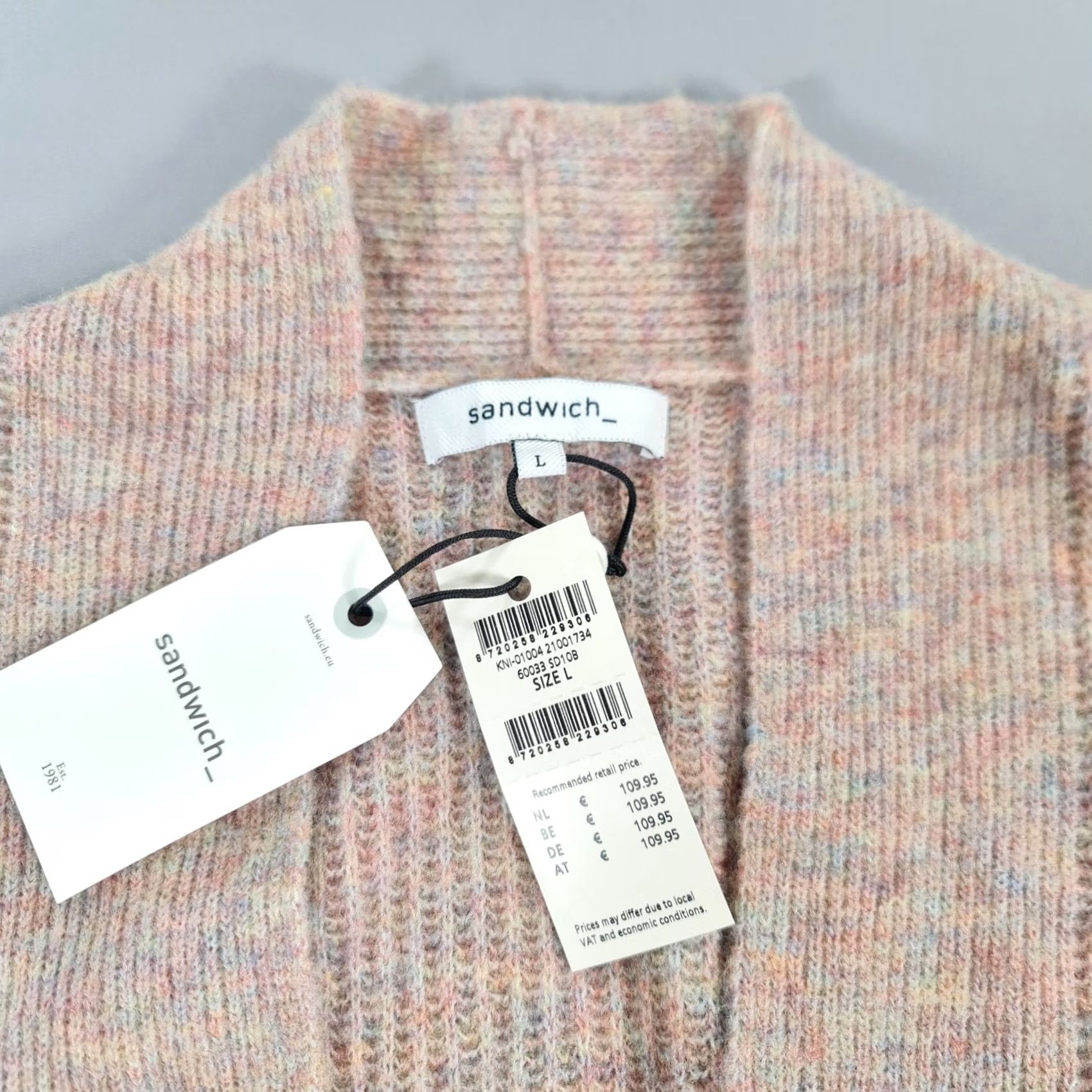 Vintage Sandwich Cardigan Pink Large Waffle-Knit Wool Blend Lightweight Womens Jumper Cardigan L Pink Womens Size L / US 10 / IT 46 - 4 Thumbnail