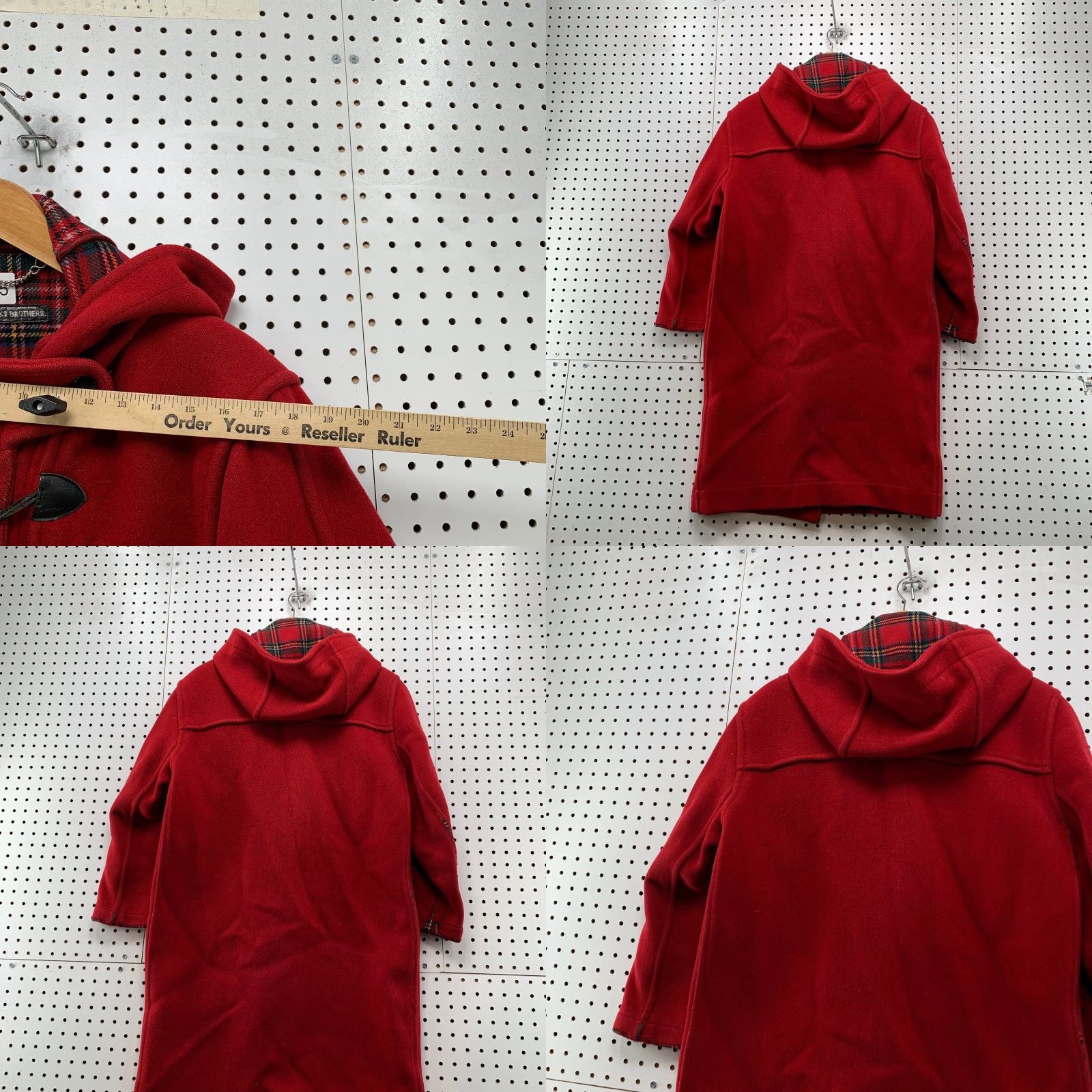 Brooks Brothers VINTAGE Brooks Brothers Wool Duffle Coat Womens XS Red Plaid Hooded Lined Winter Style Overcoat Women XS Red Brooks Brothers Coat Size XS / US 0-2 / IT 36-38 - 10 Thumbnail