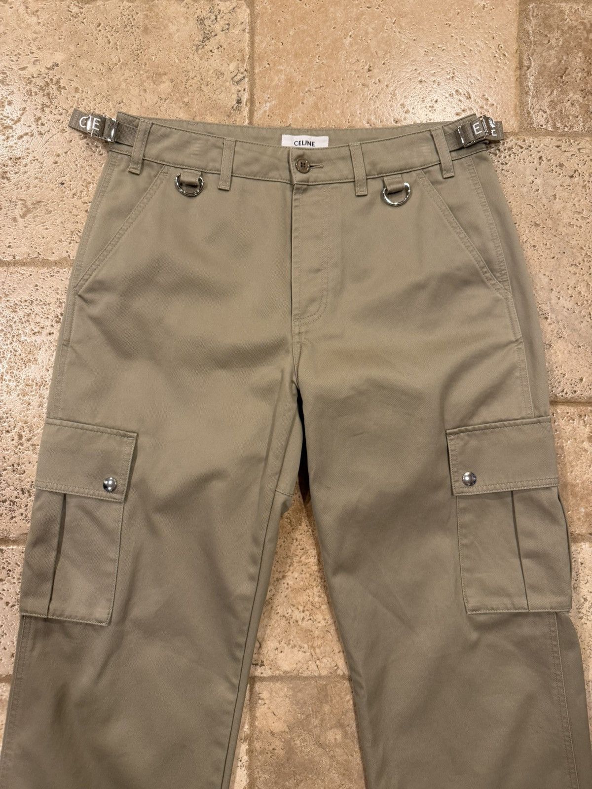 Celine Celine x Hedi Twill Khaki Logo Cargo Trouser Pants Size US 32 / EU 48 - 6 Thumbnail