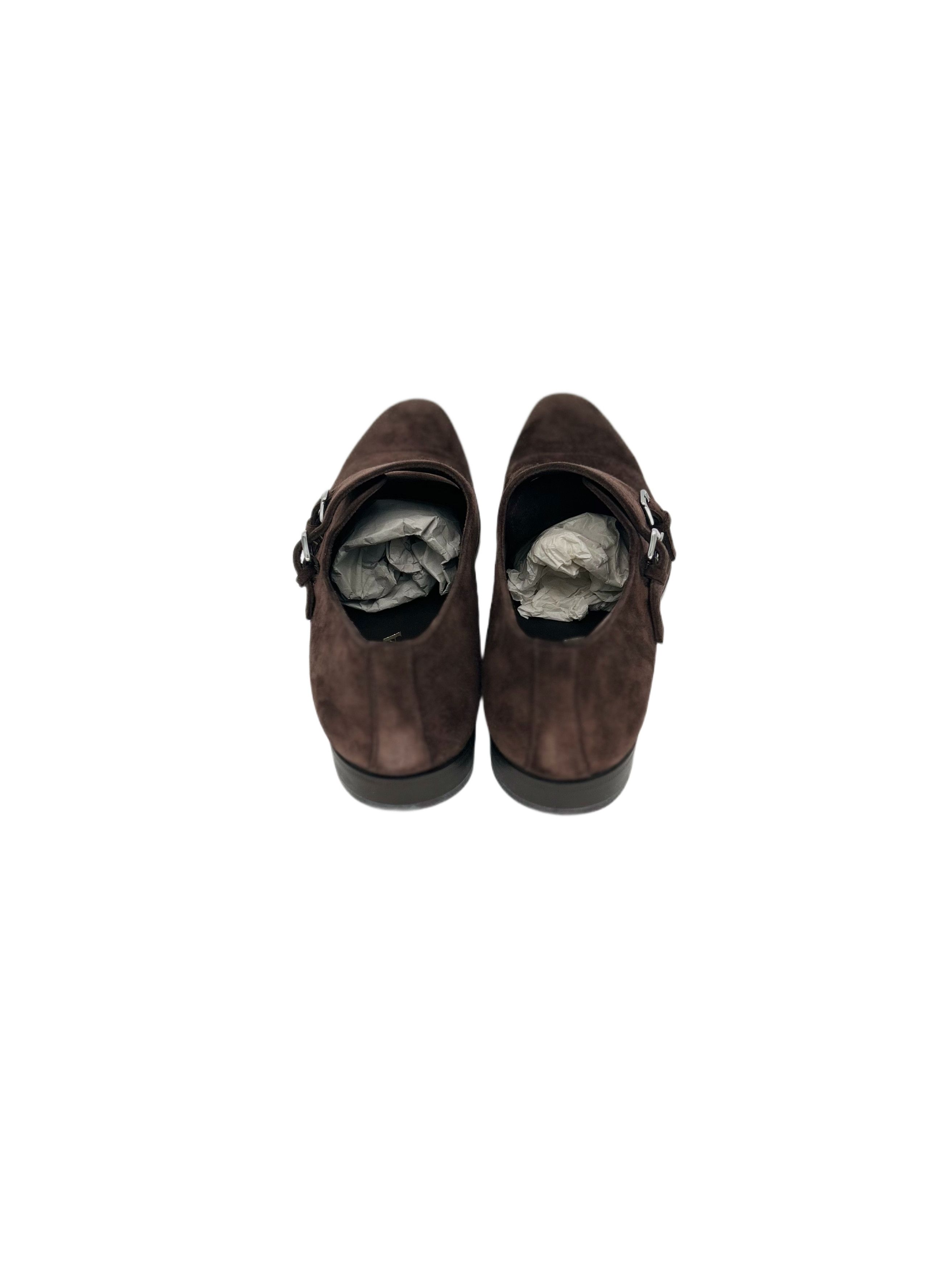 Prada Prada Brown Suede Double Monk Strap Shoe Size US 11 / EU 44 - 6 Thumbnail