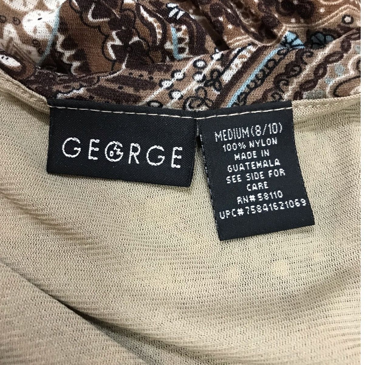 George George Brown & Cream Floral Paisley V-Neck Lined Tank Top M Size M / US 6-8 / IT 42-44 - 3 Thumbnail