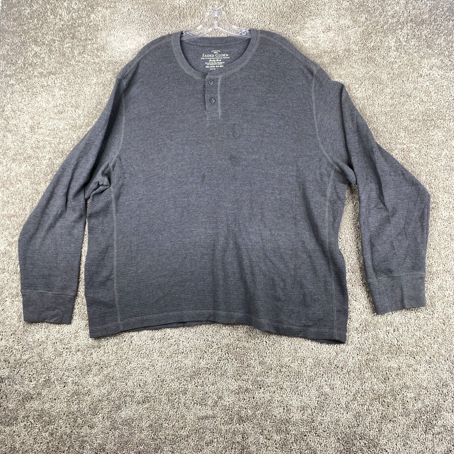 Faded Glory Faded Glory Thermal Henley Shirt Men s 3XL Long Sleeve Gray Straight Hem Grailed