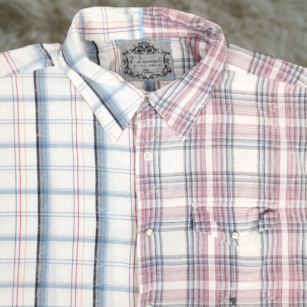 Vintage 7 Diamonds Button-Up Shirt Snap Plaid Blue 2XL Mens Regular Short Sleeve Vintage-Style? Note: Ensure clarity. Size US XXL / EU 58 / 5 - 1 Thumbnail