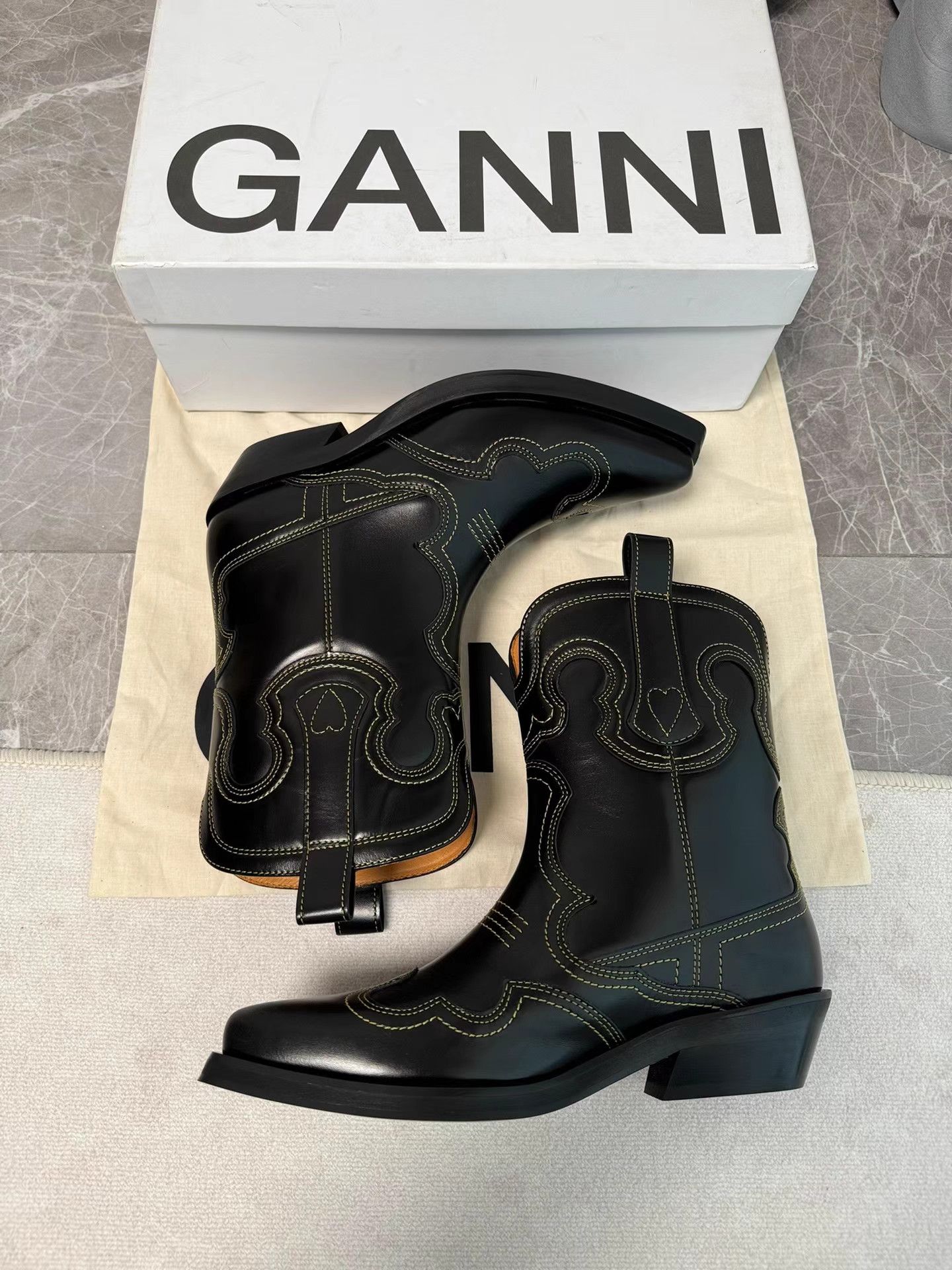 Ganni GANNI Black Western Boots K6 Size US 7 / IT 37 - 7 Thumbnail