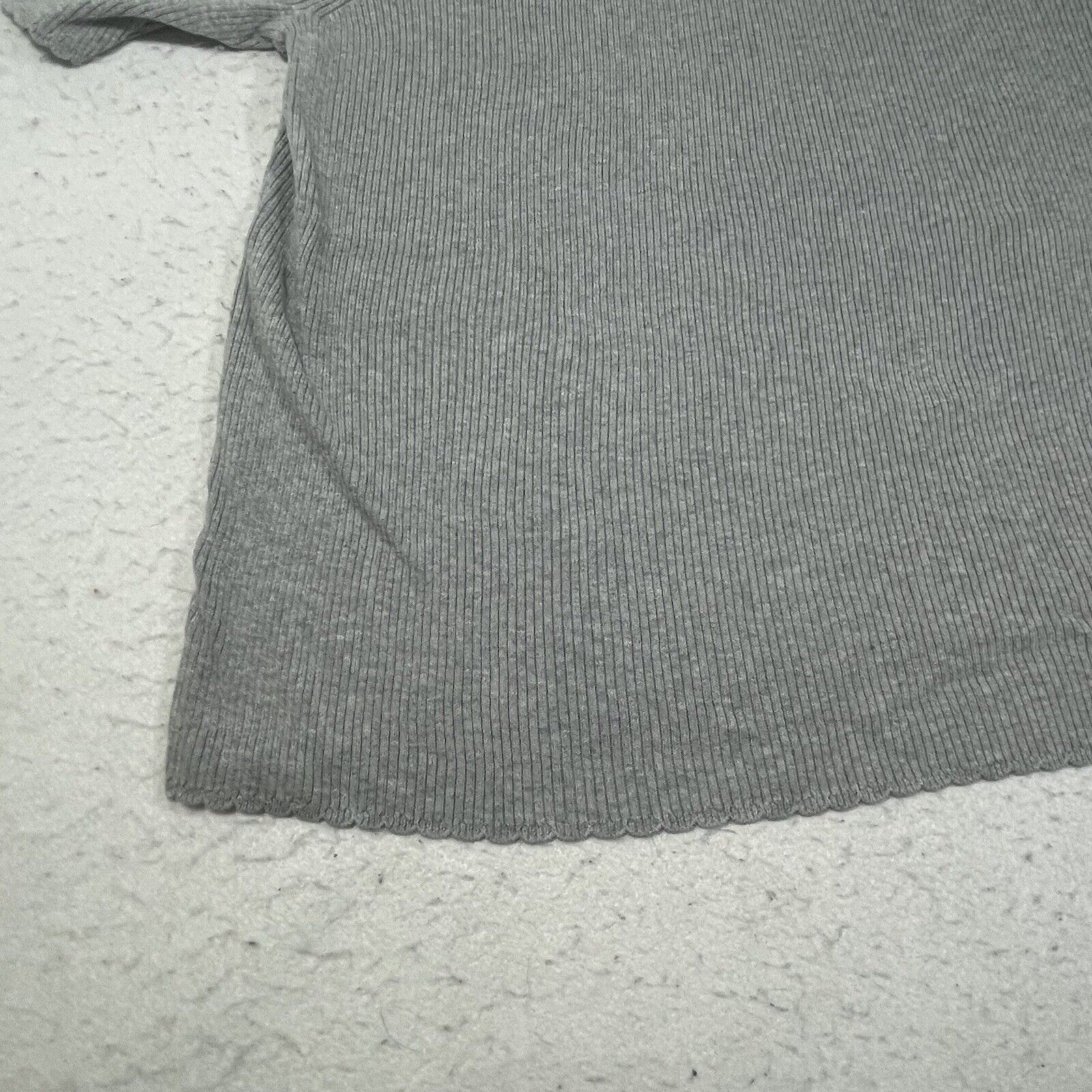 Uniqlo Uniqlo Gray Circle Neck Ribbed T-Shirt Cotton Top Size XL / US 12-14 / IT 48-50 - 6 Thumbnail