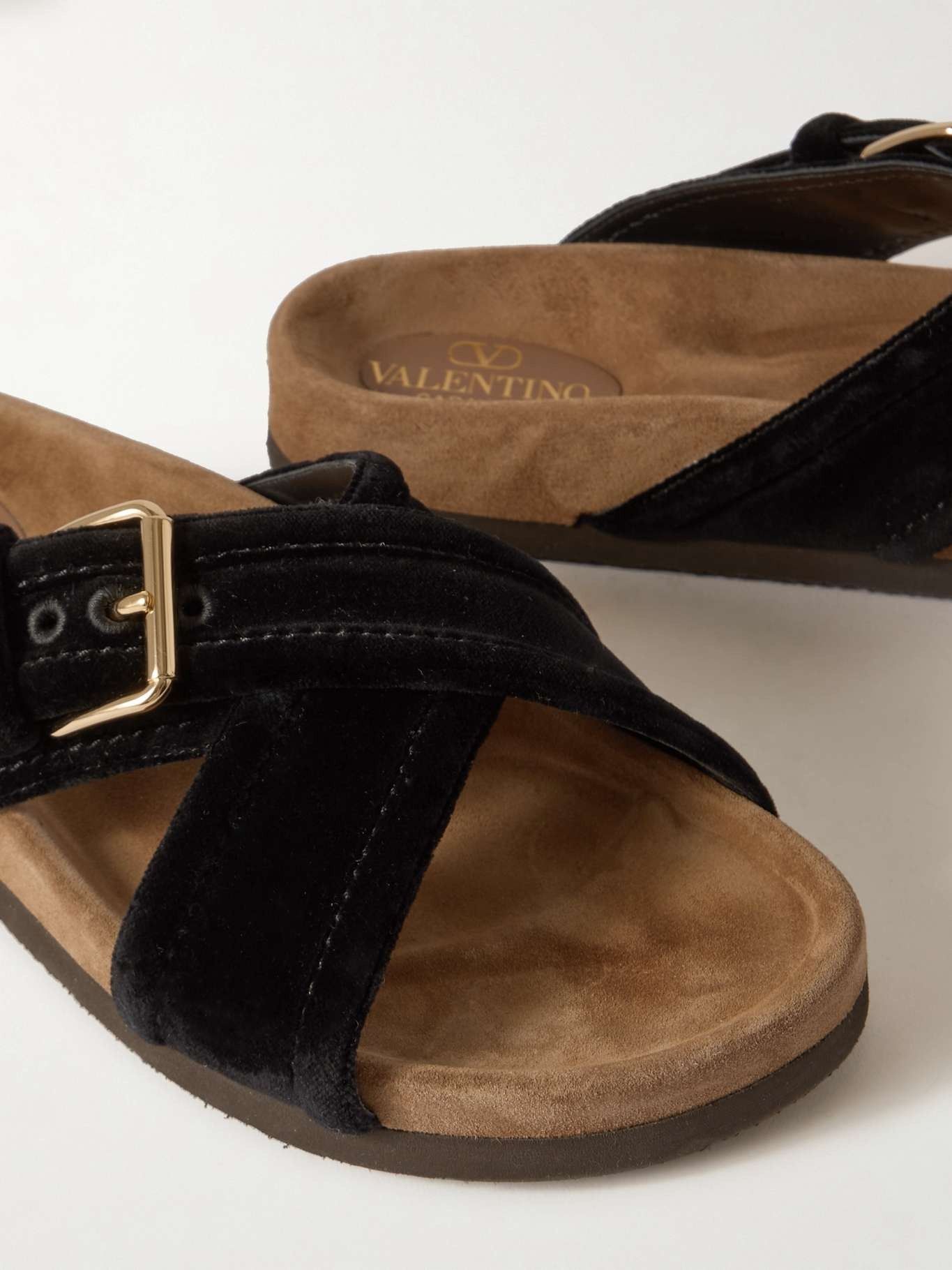 Valentino oc11z0825 Buckled Velvet Slides in Black Size US 6 / IT 36 - 4 Thumbnail