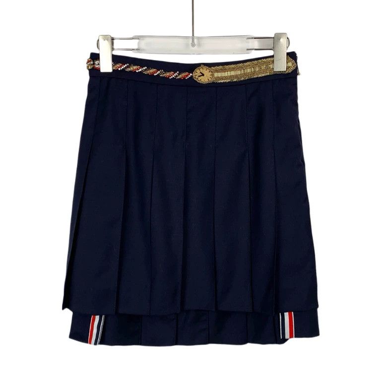 Thom Browne Thom Browne Navy Pleated Skirt with Design - dmc Size US 36 / EU 52 - 1 Thumbnail