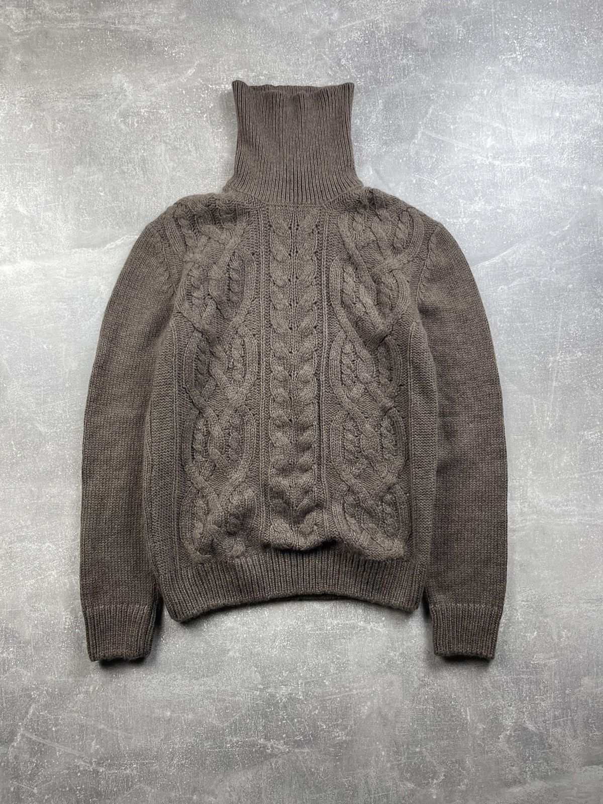 Tagliatore Taglitore Luxury Brown Hight Neck Wool Open Knit Sweater Size US S / EU 44-46 / 1 - 2 Thumbnail